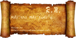 Réthi Mátyás névjegykártya