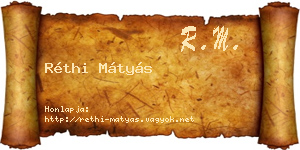 Réthi Mátyás névjegykártya